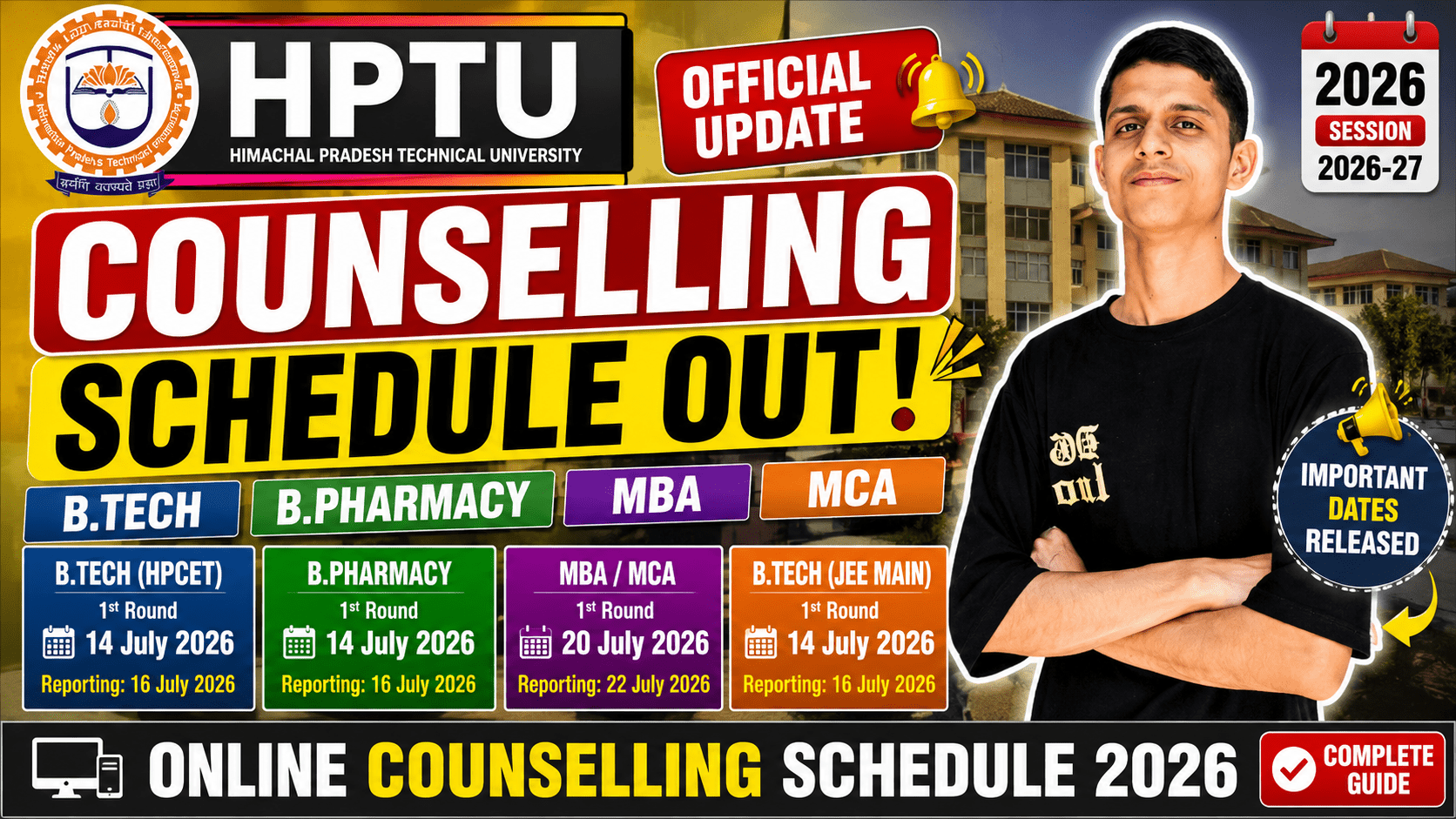 HPTU Counselling Schedule 2026